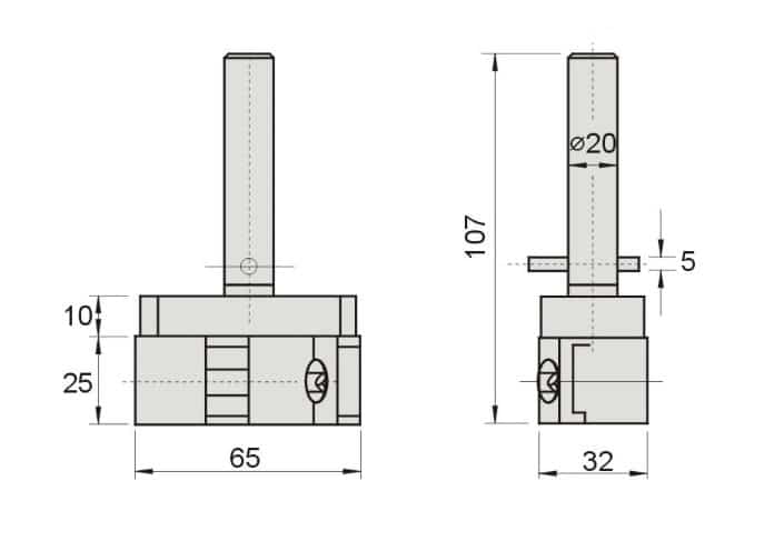 dimensions étau à queue de 20 VH20